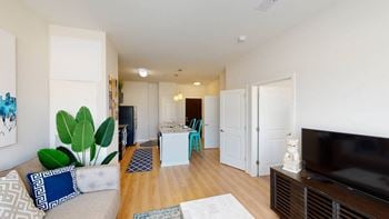 Living room with wood style flooring